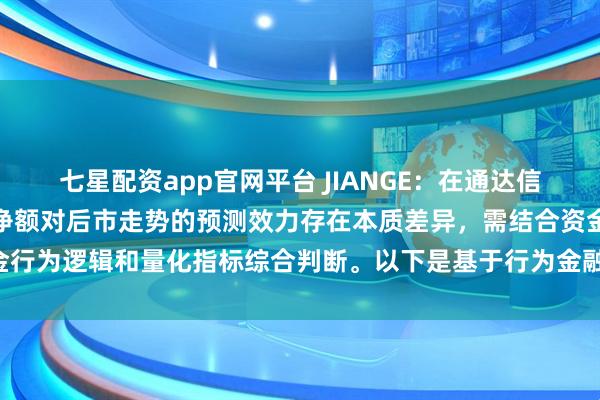 七星配资app官网平台 JIANGE：在通达信软件中，主力净额与主买净额对后市走势的预测效力存在本质差异，需结合资金行为逻辑和量化指标综合判断。以下是基于行为金融学及实战数据的深度分析：